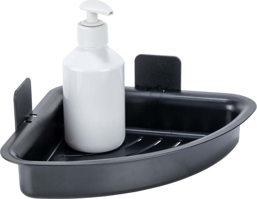 Černá plastová koupelnová polička bez vrtání Parma – Allstar