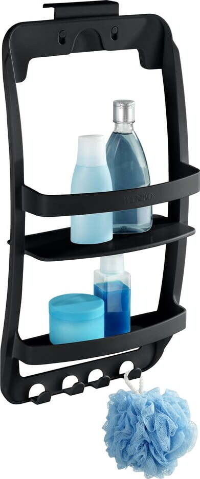 Černá závěsná/bez vrtání plastová koupelnová polička Universal – Wenko