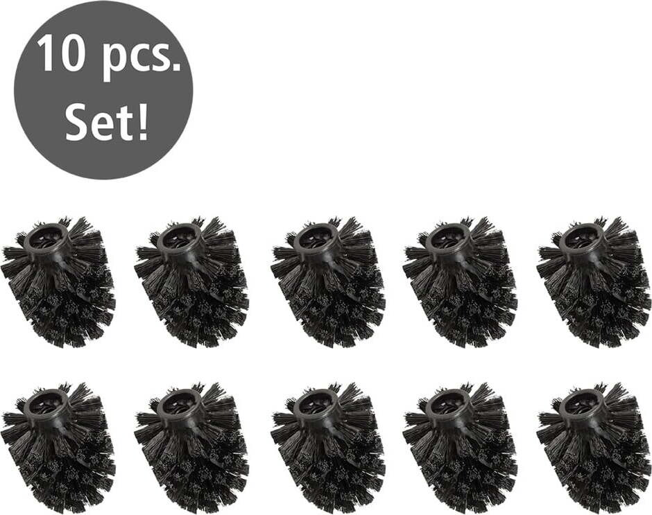 Černé plastové náhradní hlavice pro WC kartáče v sadě 10 ks Ø8cm – Wenko