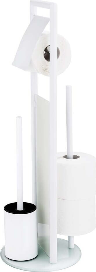 Bílý stojan na toaletní papír se štětkou z nerezové oceli Ravina – Wenko
