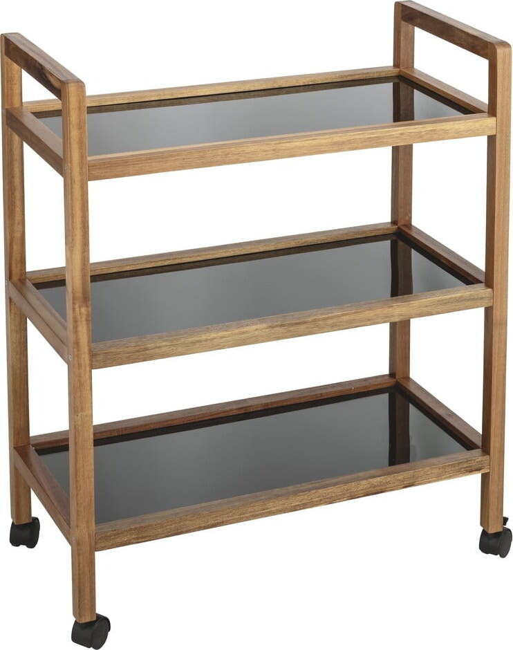 Černý/v přírodní barvě koupelnový regál z masivu akácie 65x76,5 cm Fondi – Wenko