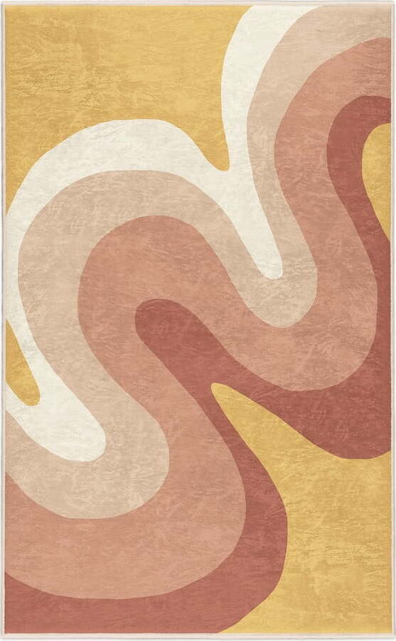 Okrově žlutý/starorůžový pratelný koberec 80x150 cm Strawberry Creamsicle – Mila Home