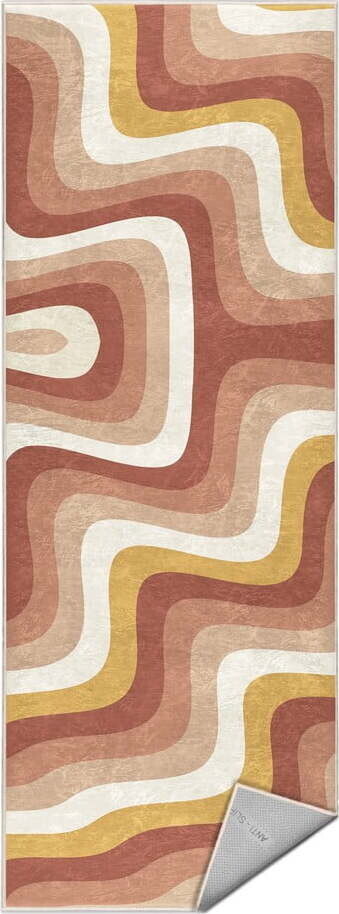 Okrově žlutý/starorůžový pratelný běhoun 80x200 cm Creamy Strawberry Swirl – Mila Home