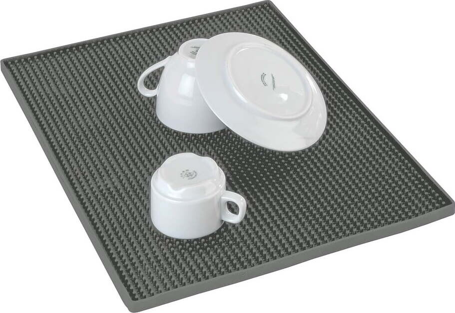 Šedá gumová odkapávací podložka na nádobí 40x30 cm Maxi – Wenko