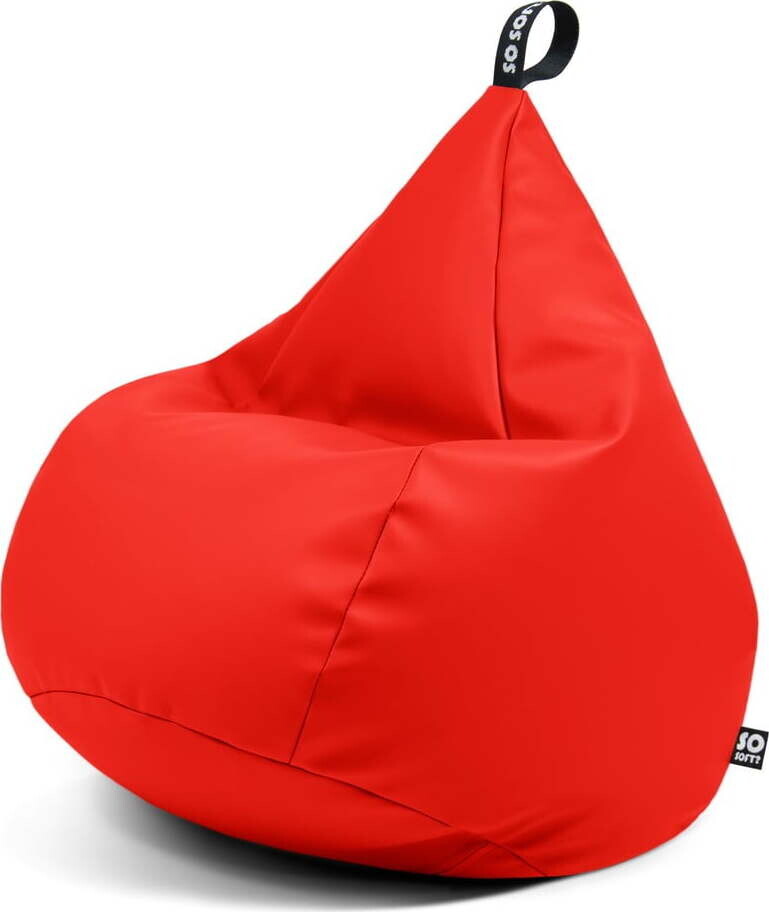 Červený sedací vak z imitace kůže Drop XL – So Soft?
