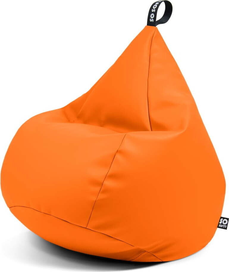 Oranžový dětský sedací vak z imitace kůže Drop M – So Soft?