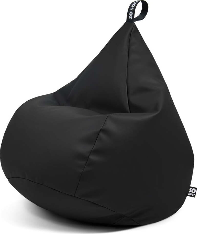 Černý sedací vak z imitace kůže Drop XL – So Soft?