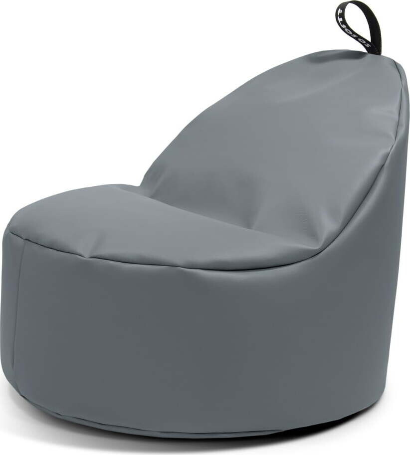 Šedý dětský sedací vak z imitace kůže Round M – So Soft?