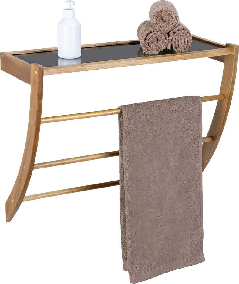 Nástěnný dřevěný držák na ručníky v tmavě přírodní barvě Fondi – Wenko
