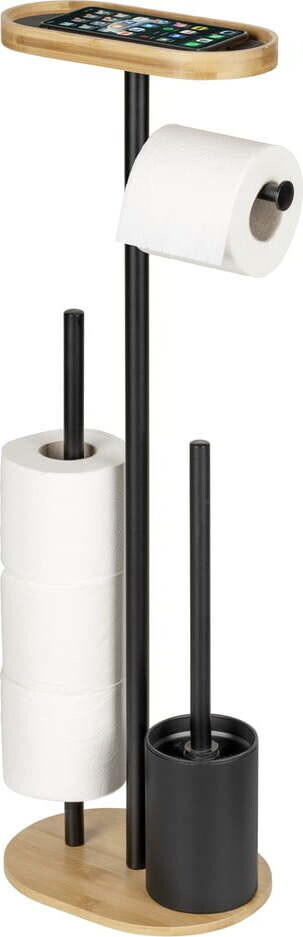 Černý/v přírodní barvě ocelový stojan na toaletní papír se štětkou Pomarolo – Wenko