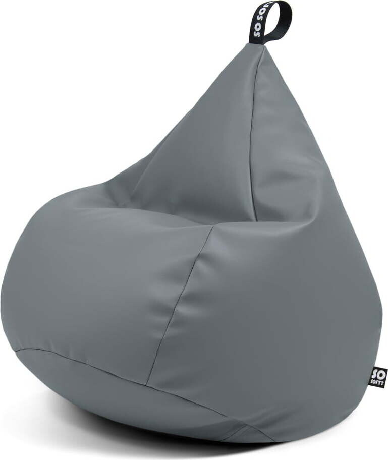 Šedý dětský sedací vak z imitace kůže Drop M – So Soft?