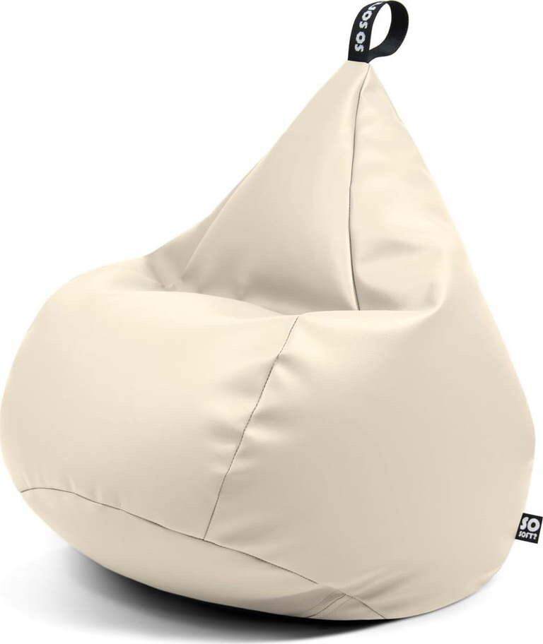 Béžový sedací vak z imitace kůže Drop L – So Soft?