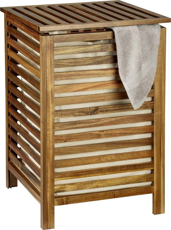 Dřevěný koš na prádlo v tmavě přírodní barvě 56 l Fondi – Wenko