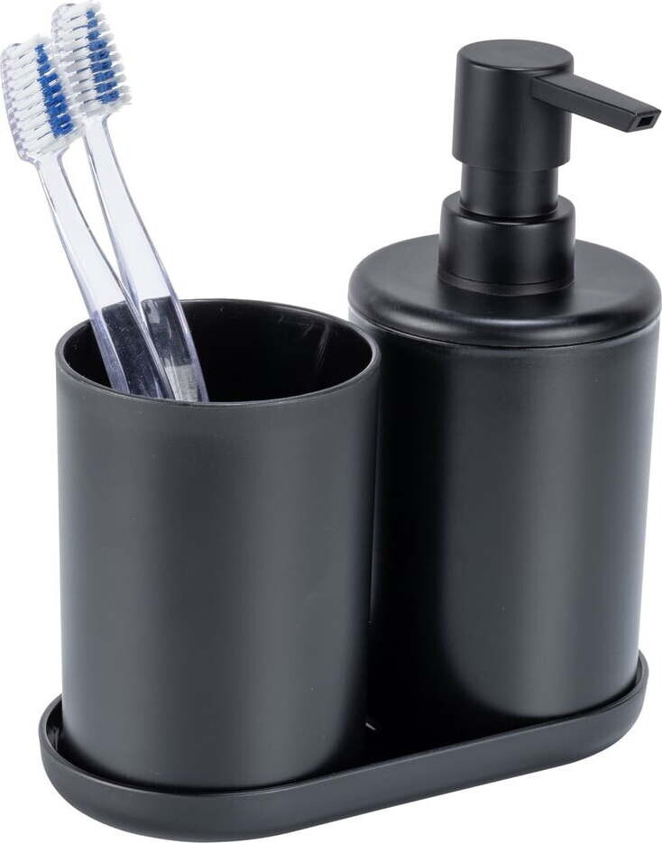 Černá plastová sada doplňků do koupelny Fano – Allstar