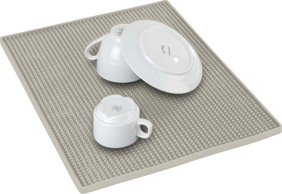 Béžová gumová odkapávací podložka na nádobí 40x30 cm Maxi – Wenko