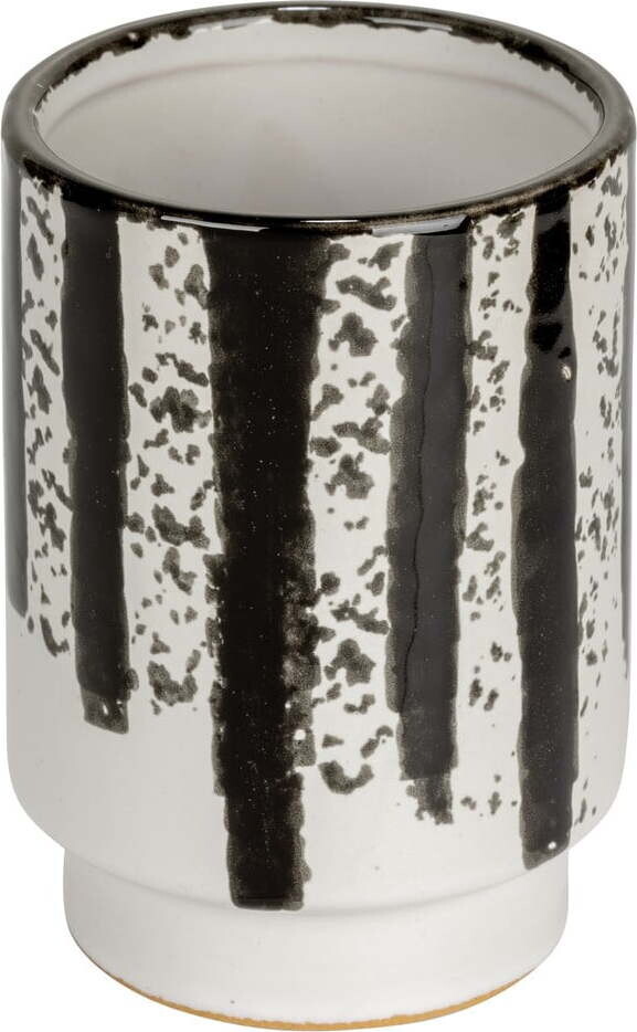 Černobílý keramický kelímek na zubní kartáčky Subiza – Wenko