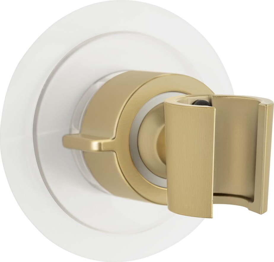 Plastový držák na sprchu bez vrtání ve zlaté barvě Libertà – Wenko