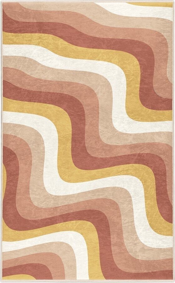 Okrově žlutý/starorůžový pratelný koberec 80x150 cm Creamy Strawberry Swirl – Mila Home