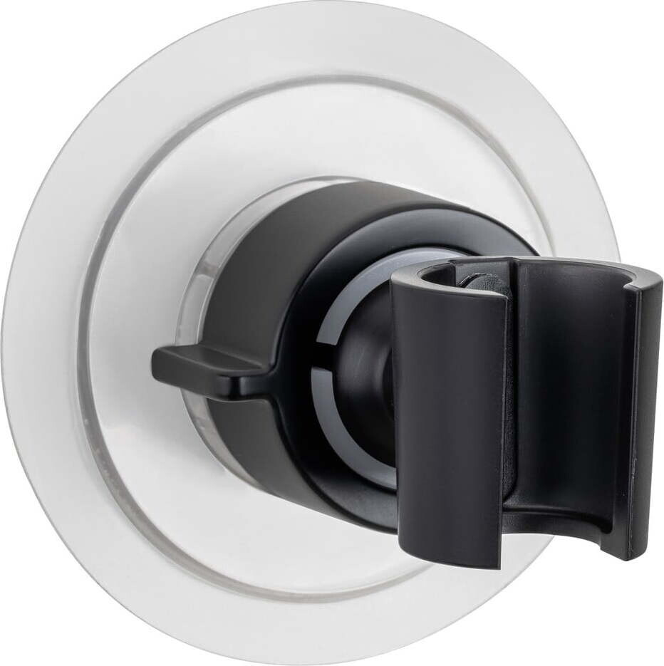 Černý plastový držák na sprchu bez vrtání Libertà – Wenko