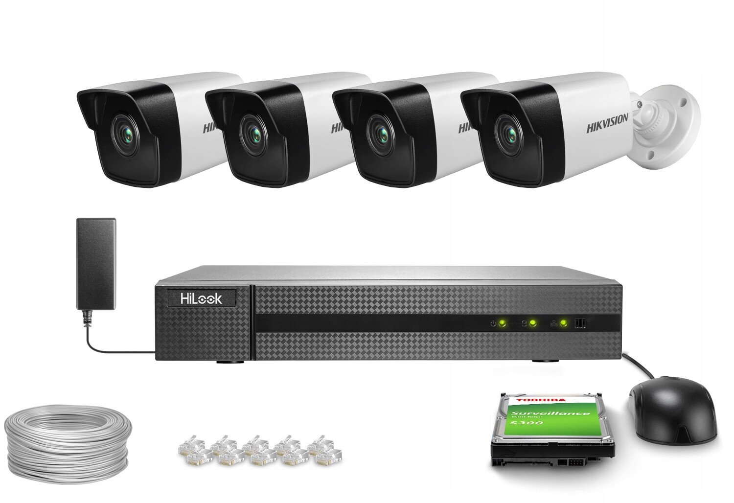 Sada pro monitorování Ip 4x DS-2CD1041G0-I/PL 4Mpx Ir 30 m Hikvision