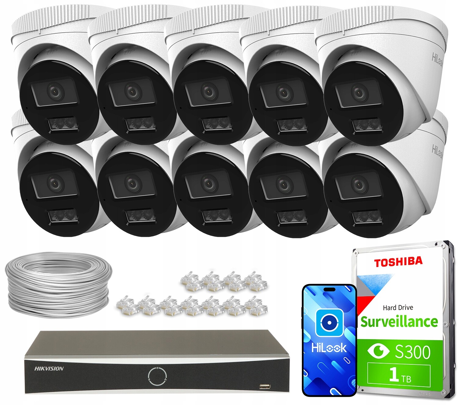 Ip monitorovací sada 10x IPCAM-T6-30DL 6Mpx DS-7616NXI-K2/16P(D)