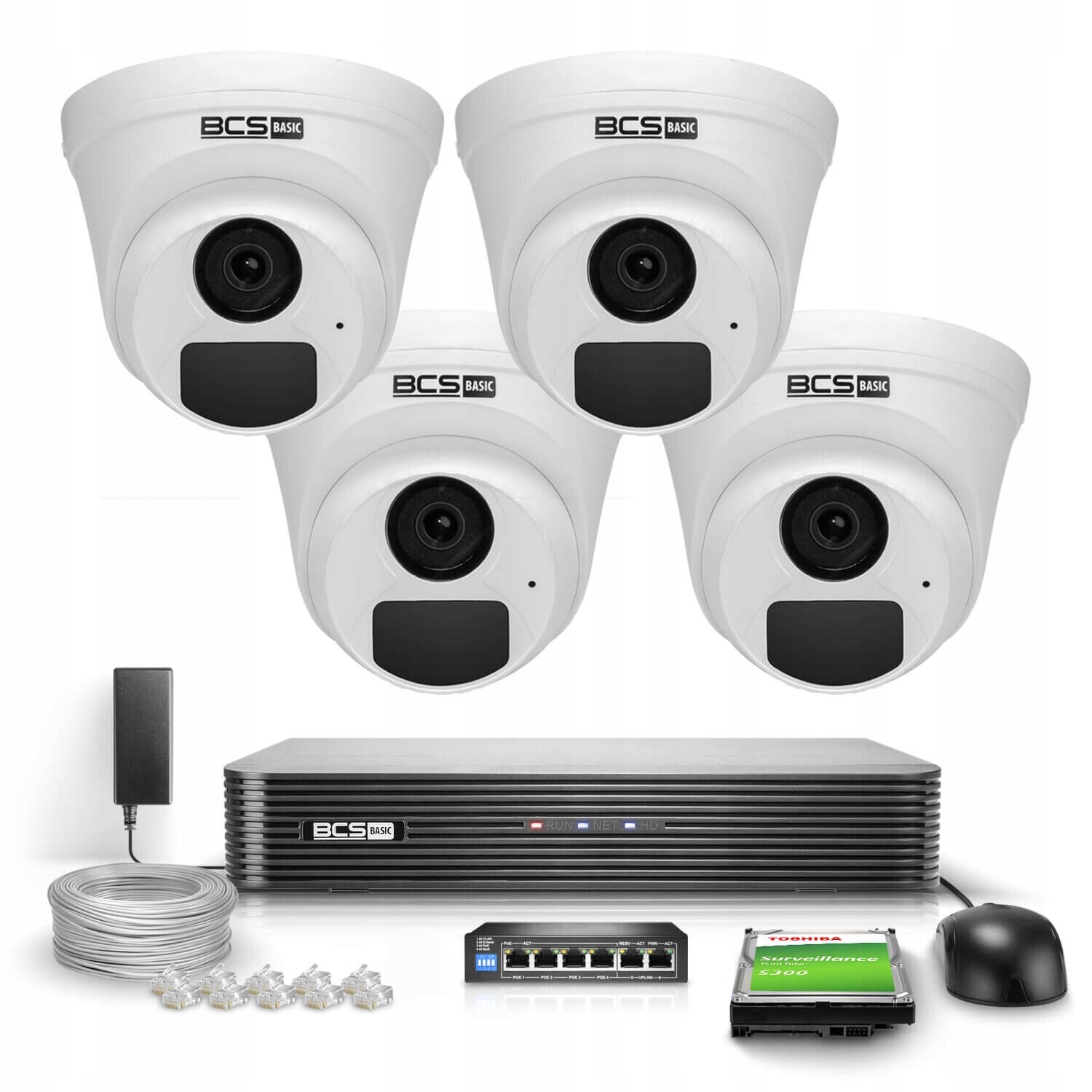Sada pro monitorování Ip 4x BCS-B-EIP15FR3(2.0) 5Mpx Ir 30 m PoE 1TB