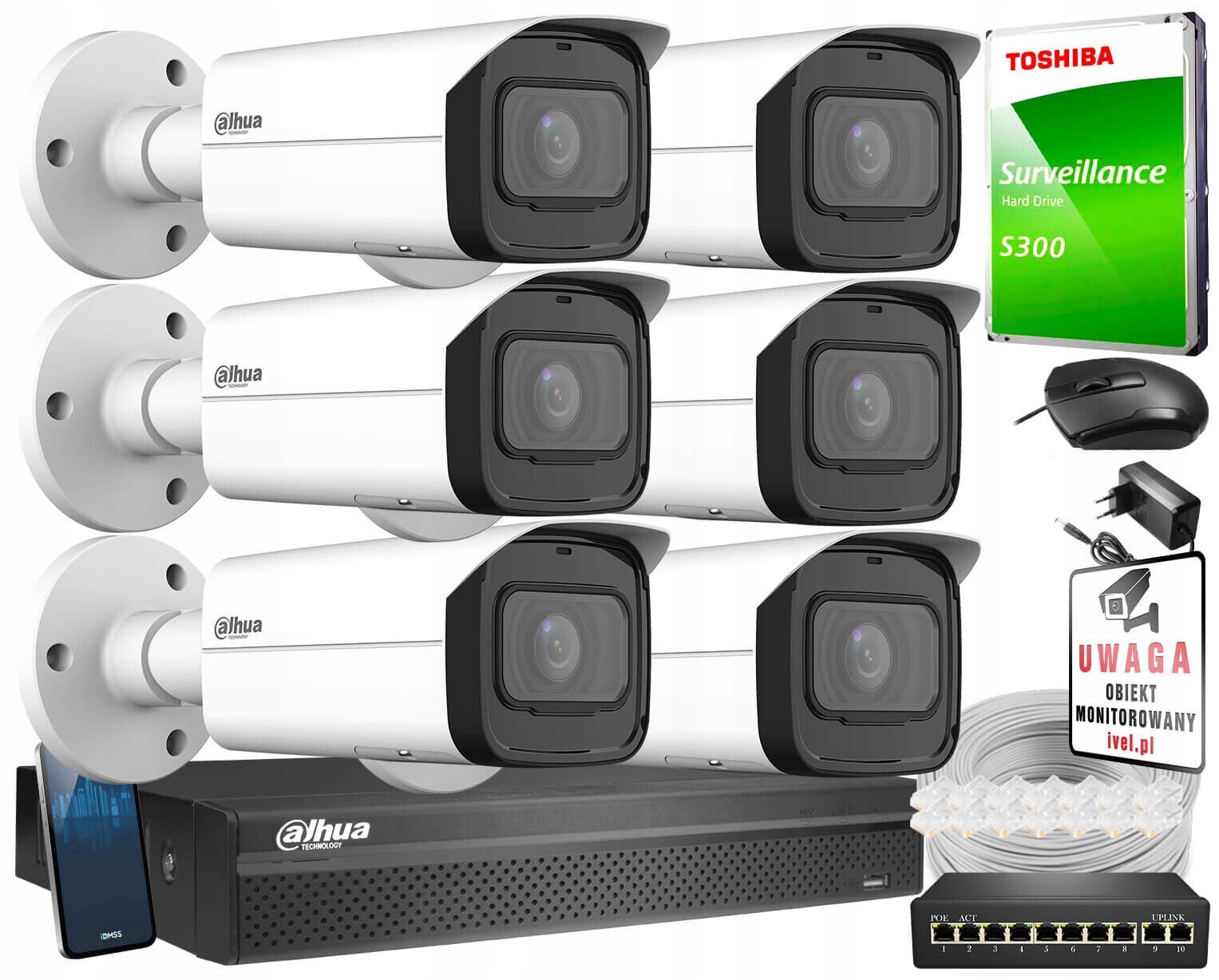 Sada pro monitorování Ip 6x IPC-HFW3541T-ZAS-27135-S2 5Mpx Dahua