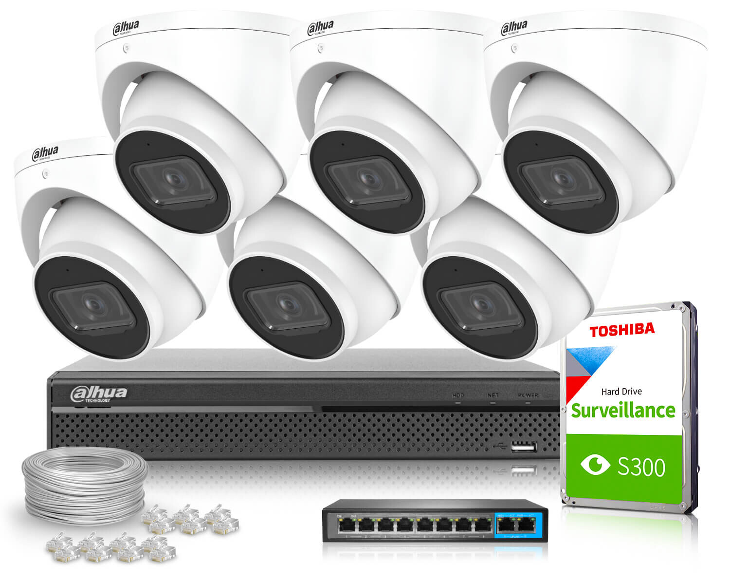 Sada pro monitorování Ip 6x IPC-HDW3541EM-S-0280B-S2 5Mpx Ir 50 m Afsa Ai