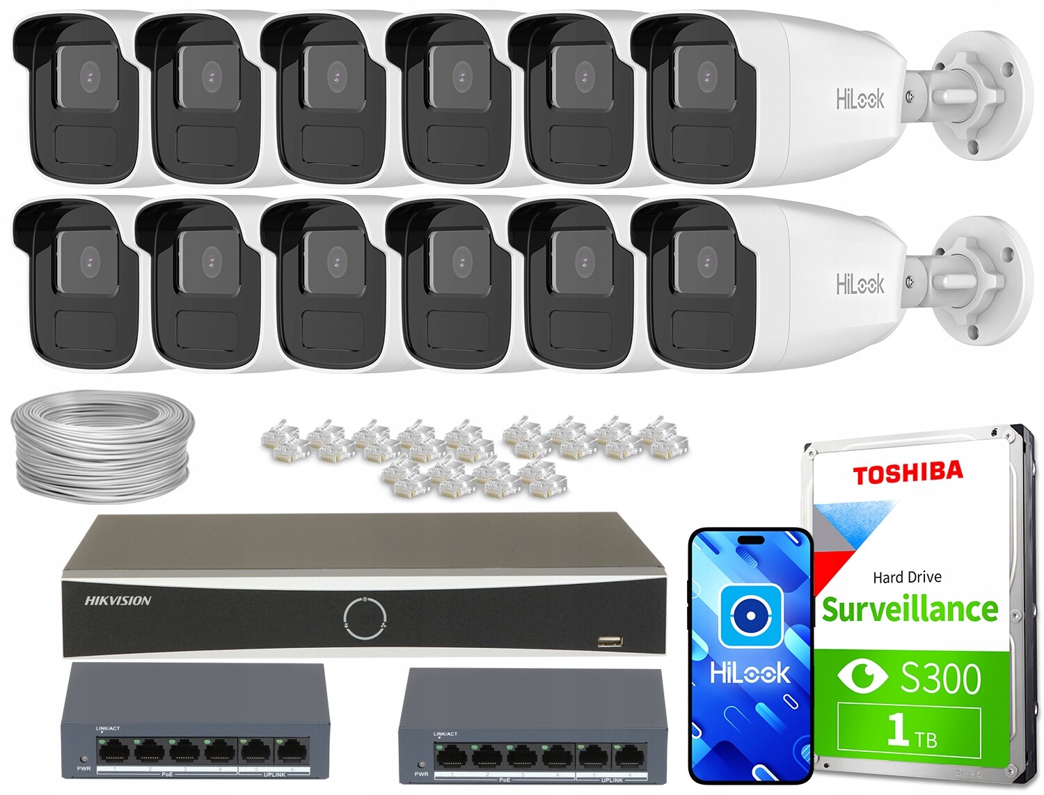 Ip monitorovací sada 12x IPCAM-B2-50IR Full Hd Ir 50 m