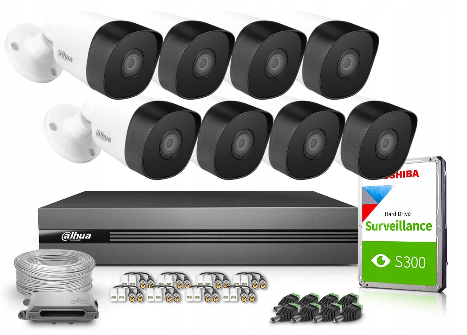 Sada pro monitorování Ahd 8x HAC-B2A21-0360B 2mpx Full Hd D-wdr Dnr Ir 20 m