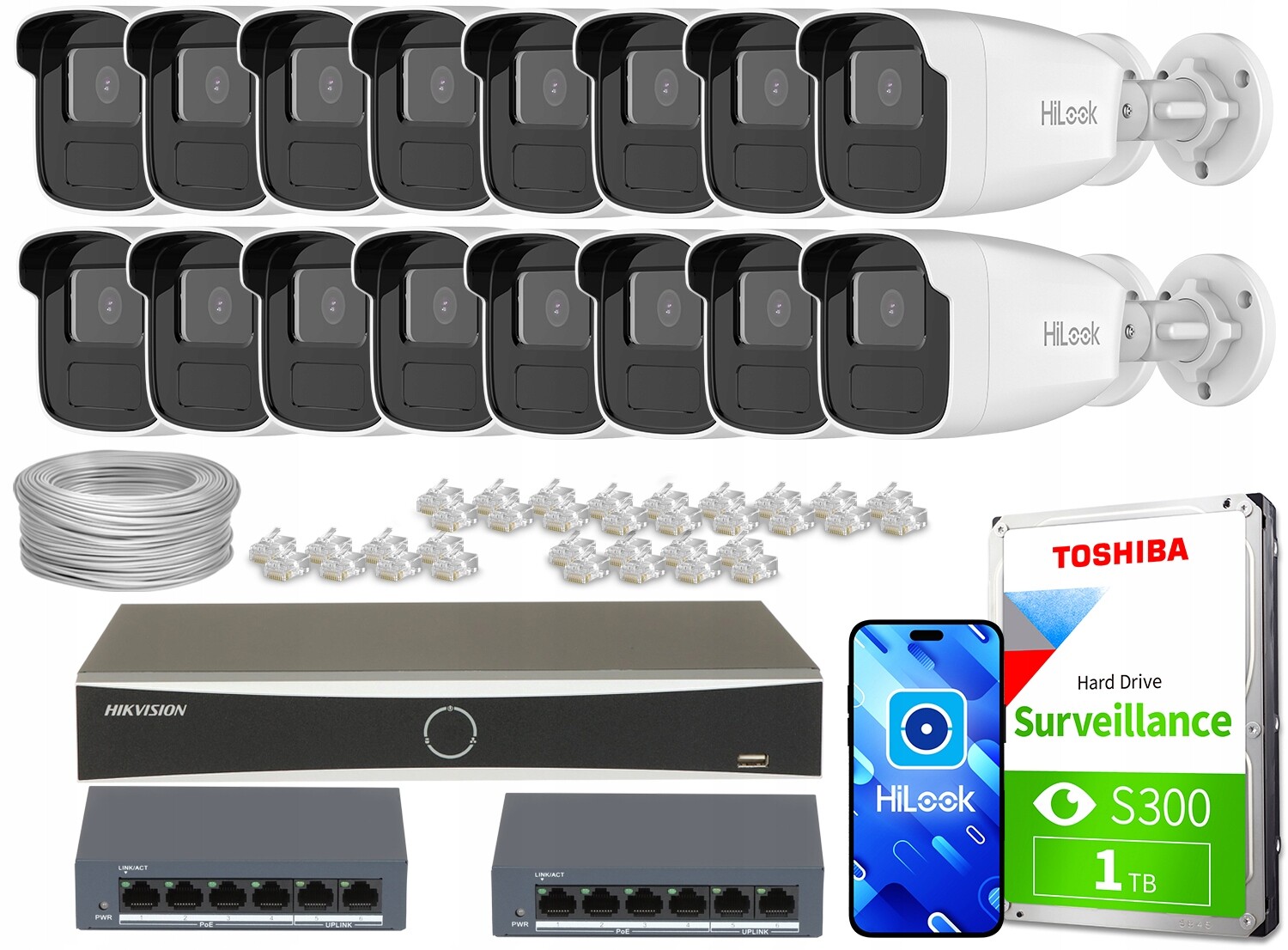 Ip monitorovací sada 16x IPCAM-B2-50IR Full Hd Ir 50 m