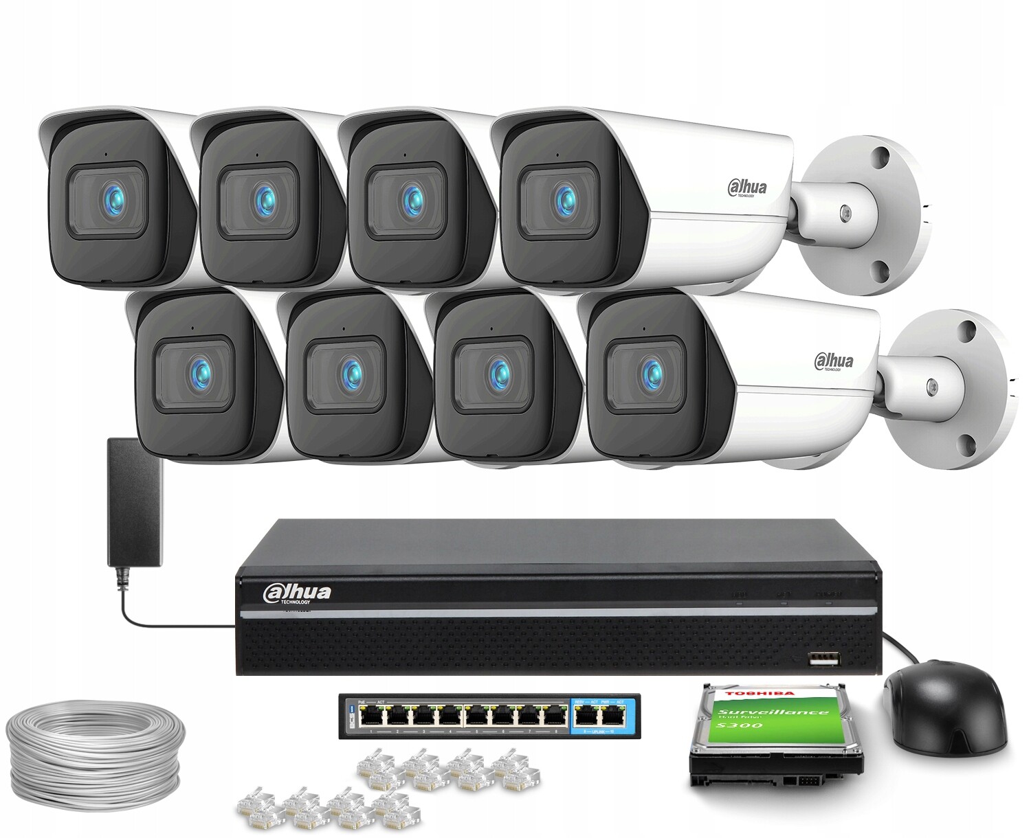 Sada pro monitorování Ip 8x IPC-HFW3841E-AS-0280B-S2 8Mpx Ir 30m Wdr 120dB