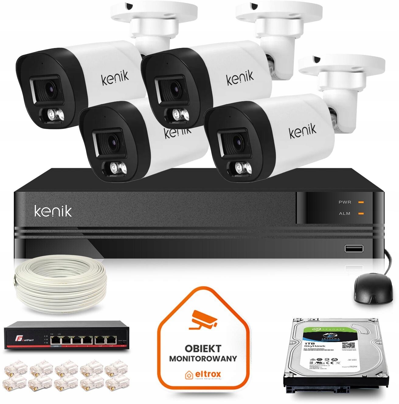 Domácí monitorovací sada 4x KG-530TPA-L 5Mpx Ir mikrofon 30 m