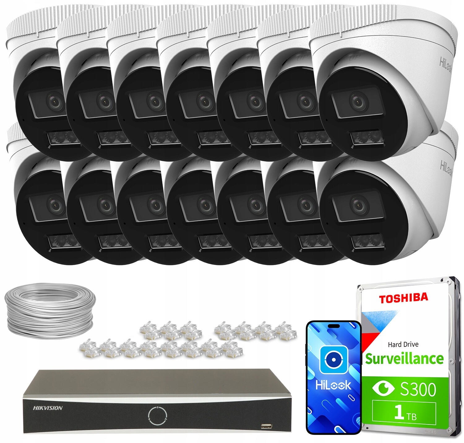 Sada pro monitorování Ip 14x IPCAM-T2-30DL 2mpx IR30m DS-7616NXI-K2/16P(D)