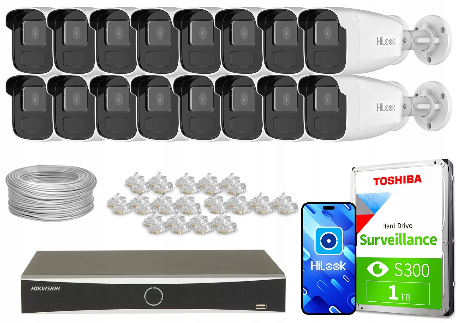 Ip monitorovací sada 16x IPCAM-B2-50IR 2mpx IR50m DS-7616NXI-K2/16P(D)
