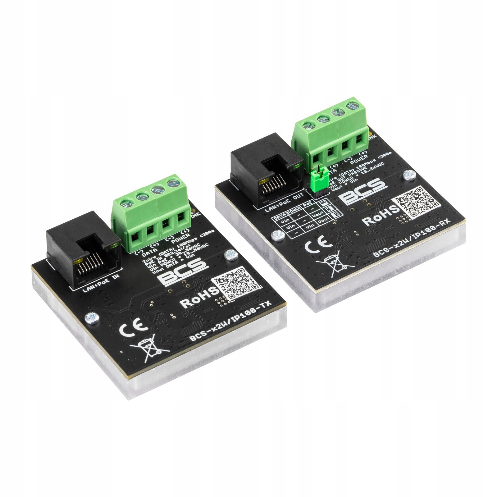 Sada aktivních převodníků Ethernetu a napájení PoE BCS-X2W/IP100