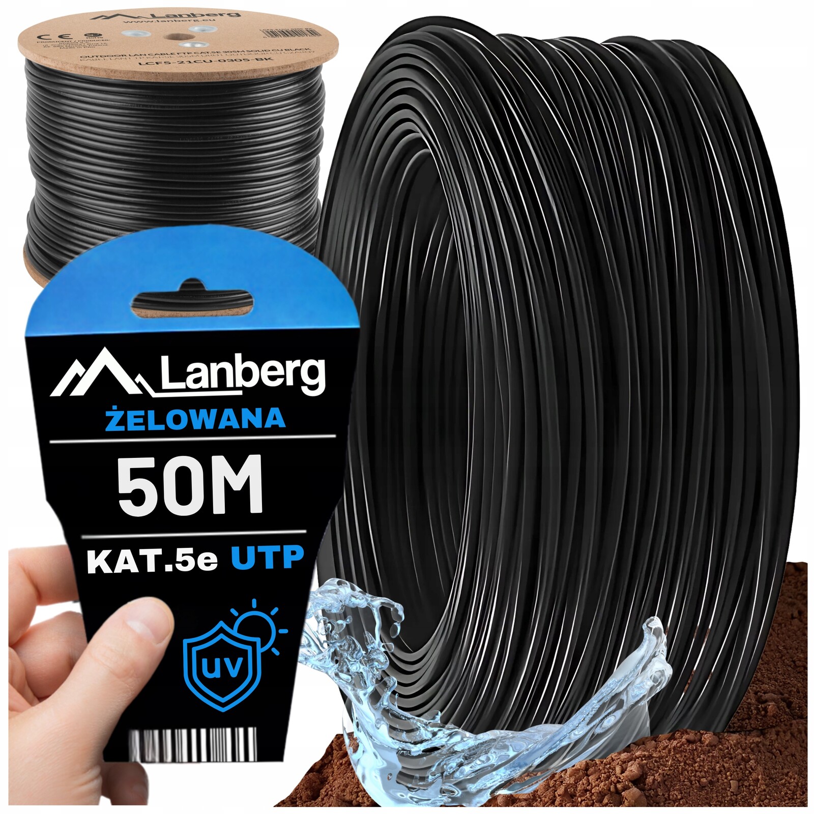 Kabel Lan Gel Kroucený Externí Kabel Utp KAT.5E 50M Lanberg