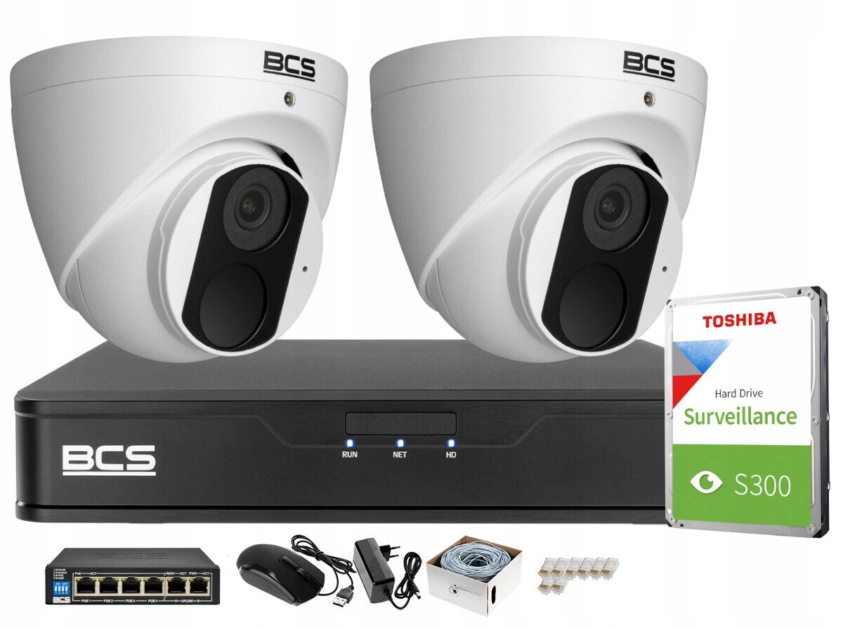 Sada pro monitorování domů Ip 2x BCS-P-EIP14FSR3 4Mpx Ir 30 m Wdr 120 dB
