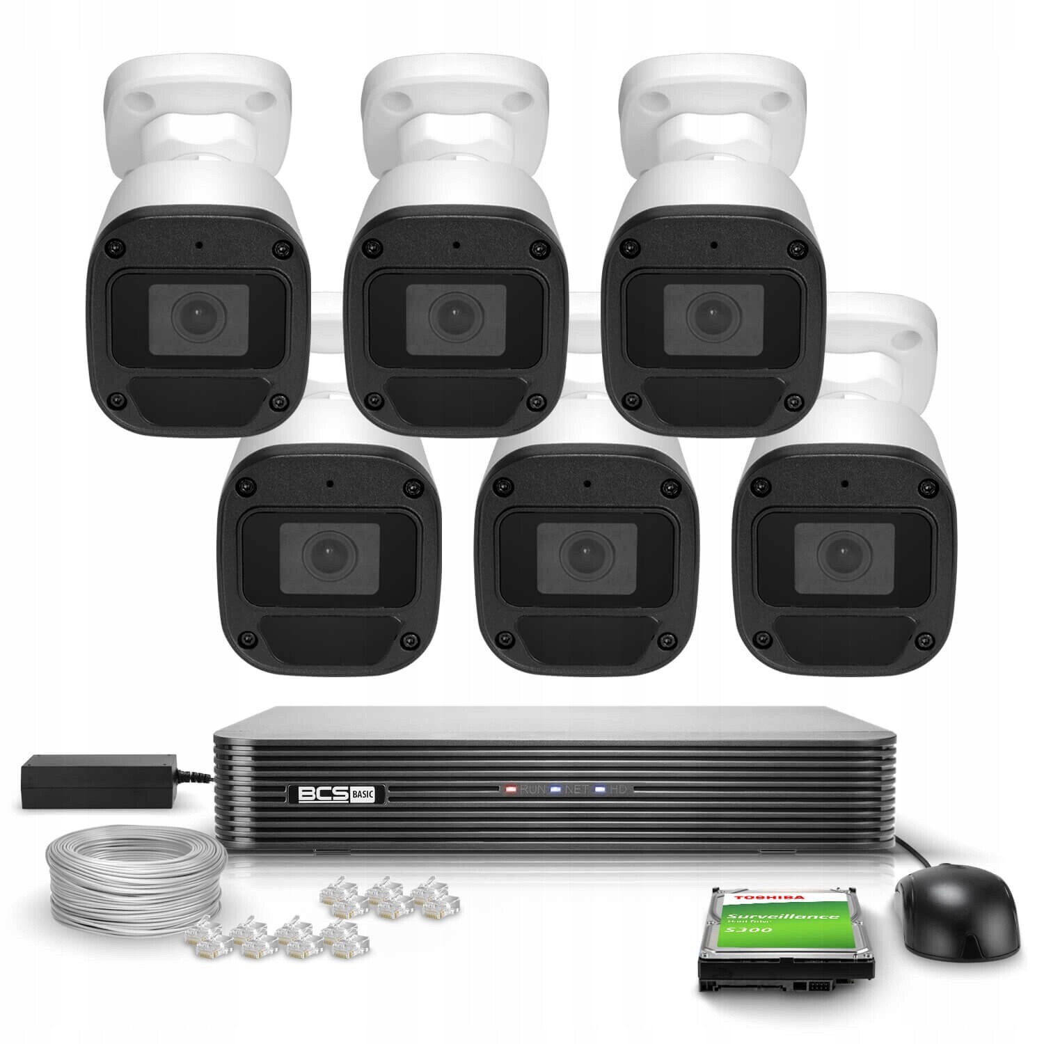 Ip monitorovací sada 6x BCS-B-TIP15FR3(2.0) 5Mpx Ir 30 m PoE 1TB Mikrofo