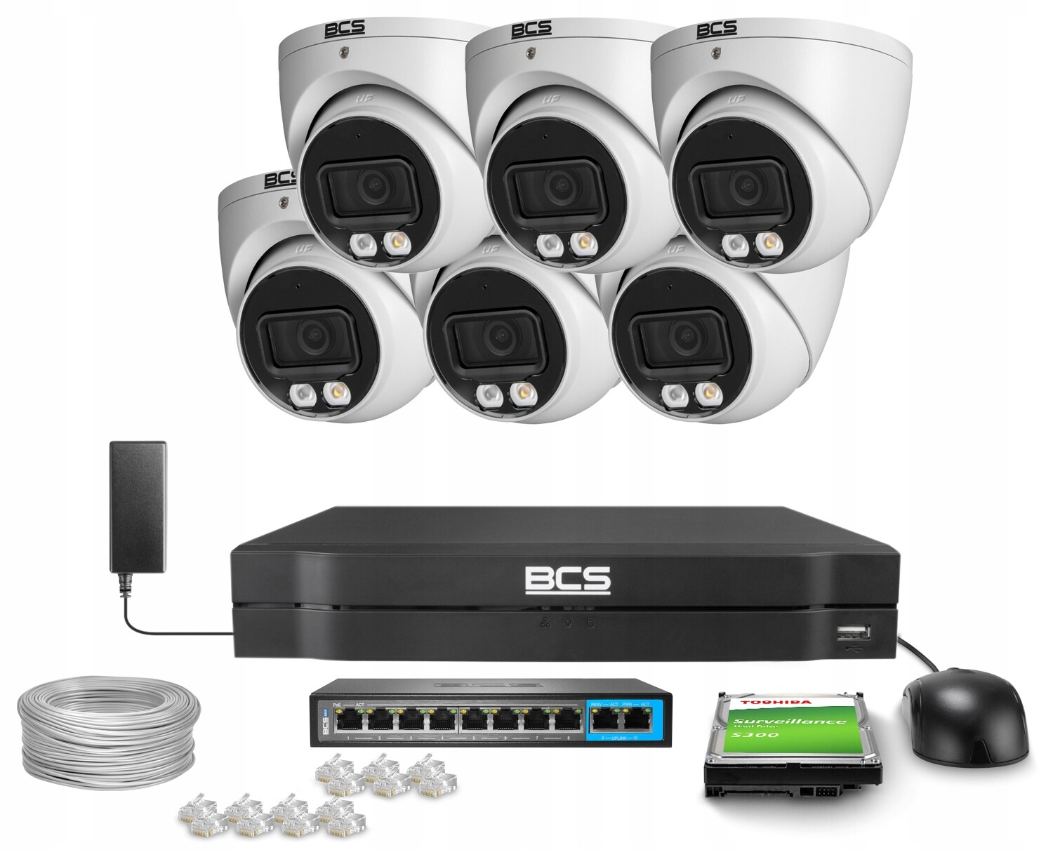 Sada pro monitorování Ip 6x BCS-L-EIP15FCR3L3-AI1 5Mpx Ir 30 m White Wdr