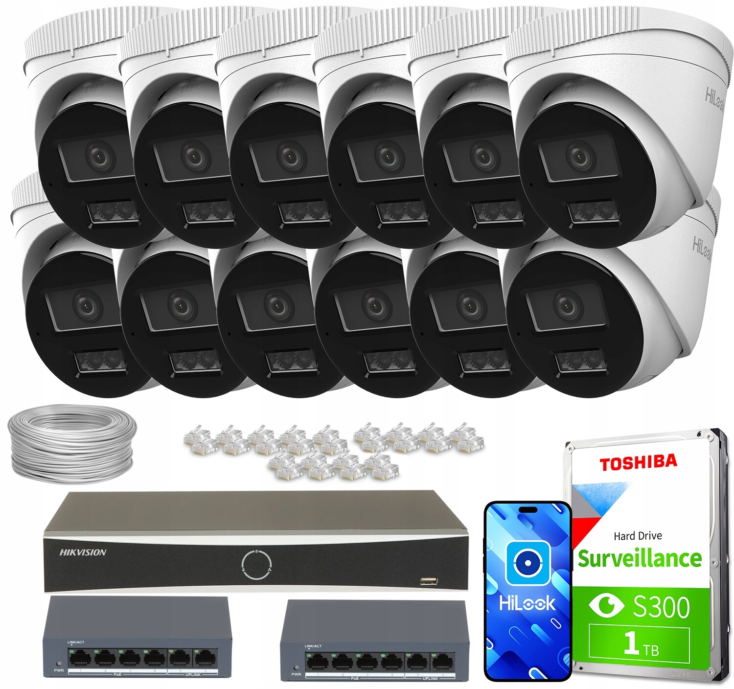 Ip monitorovací sada 12x IPCAM-T2-30DL FullHD Dual-Light 30 m