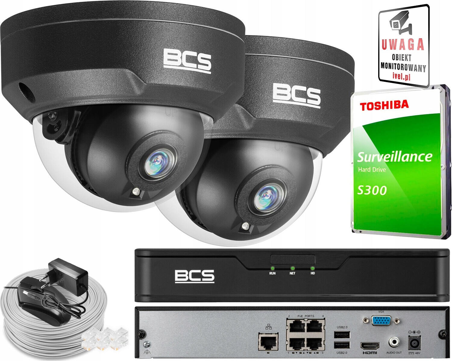 Sada pro monitorování Ip 2x BCS-P-DIP25FSR3-Ai2-G 5Mpx IK10 Ir 30 m Audio