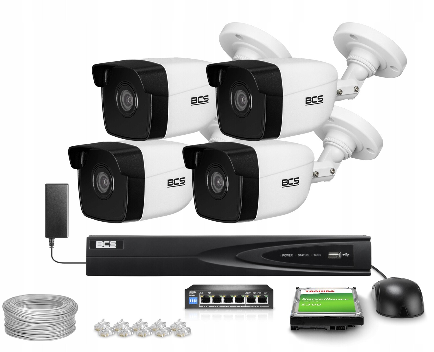 Monitorovací sada 4x kamera BCS-V-TIP14FWR3 4Mpx Ir 30 m Bcs