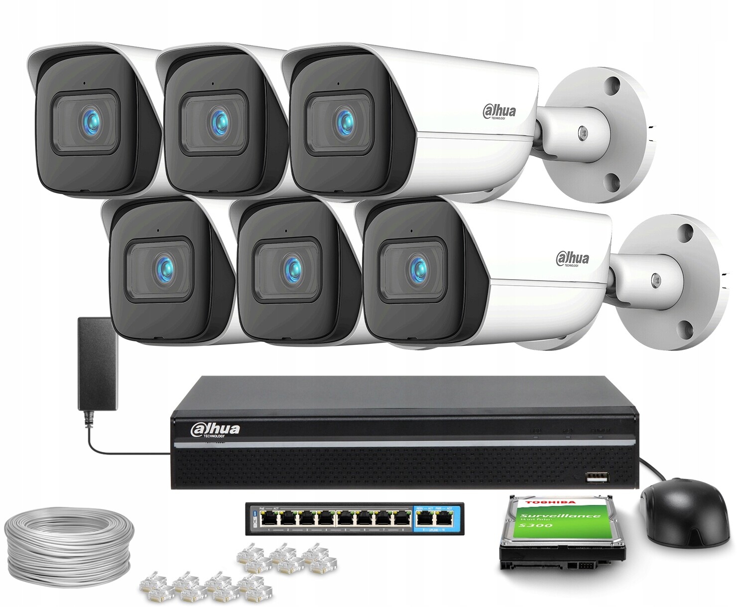 Sada pro monitorování Ip 6x IPC-HFW3841E-AS-0280B-S2 8Mpx Ir 30 m Wdr 120 dB