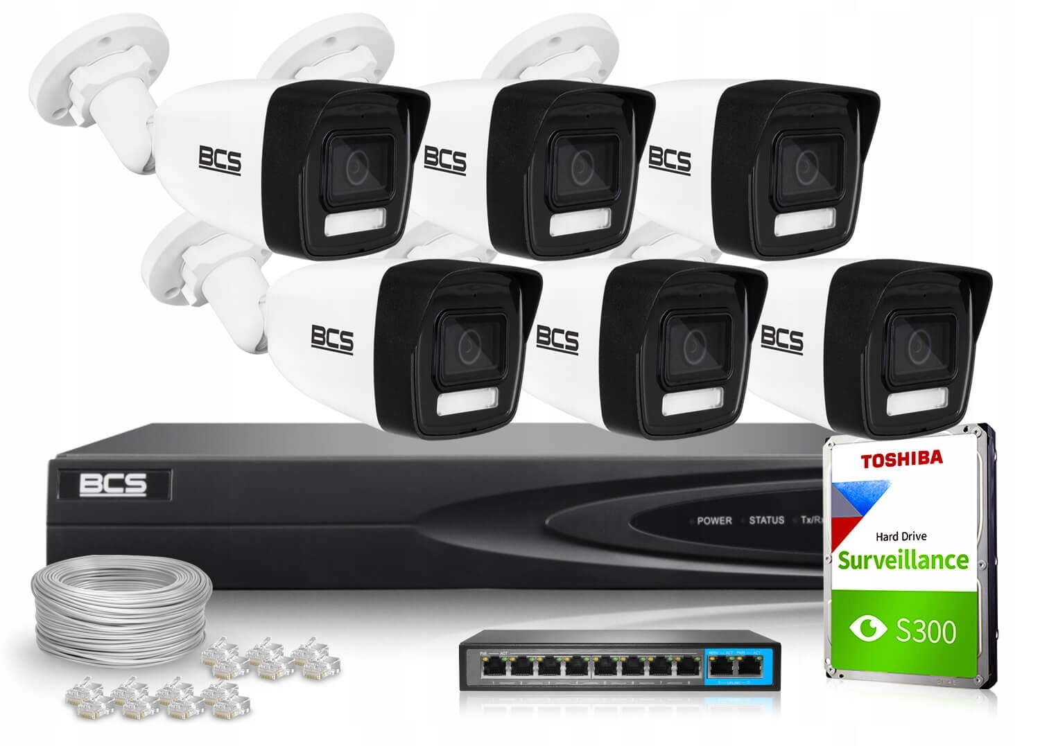 Ip monitorovací sada 6x BCS-V-TIP16FSR3L3(2) 5Mpx 1TB H265 2.8mm Ir 30m