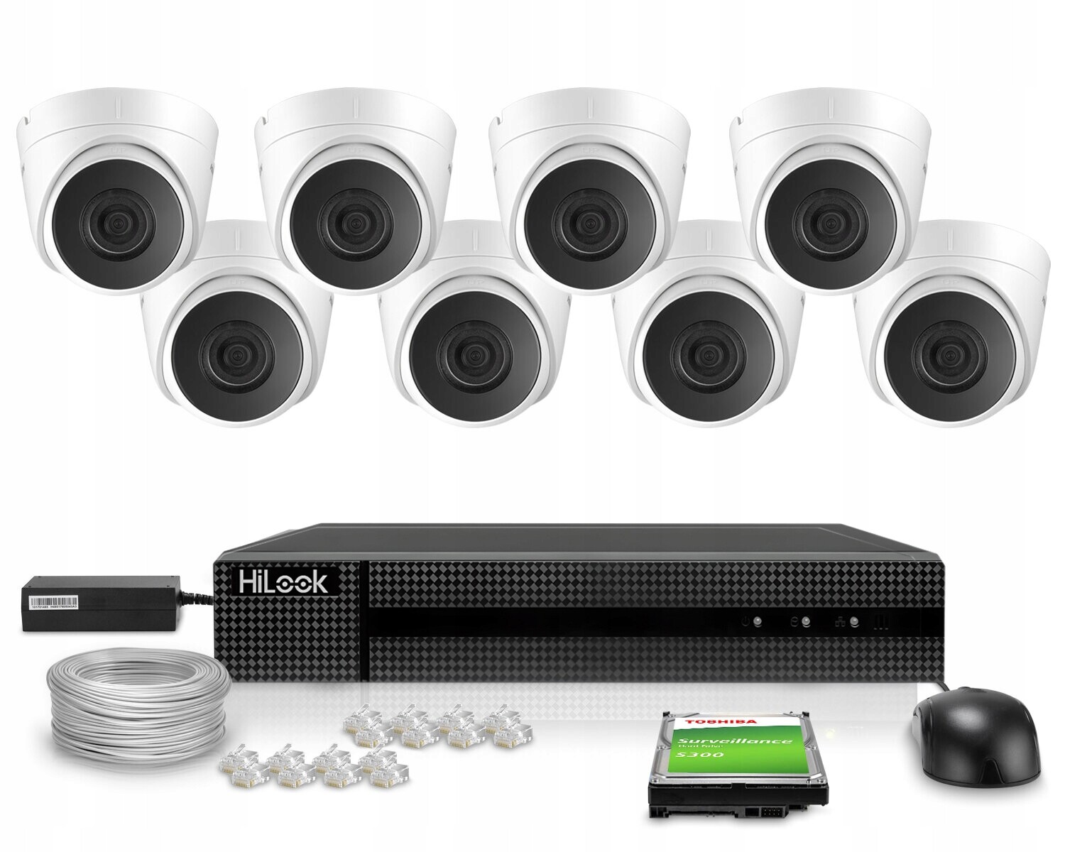 Sada pro monitorování Ip 8x IPCAM-T4/DS-2CD1341G0-I/PL 4Mpx Ir 30 m