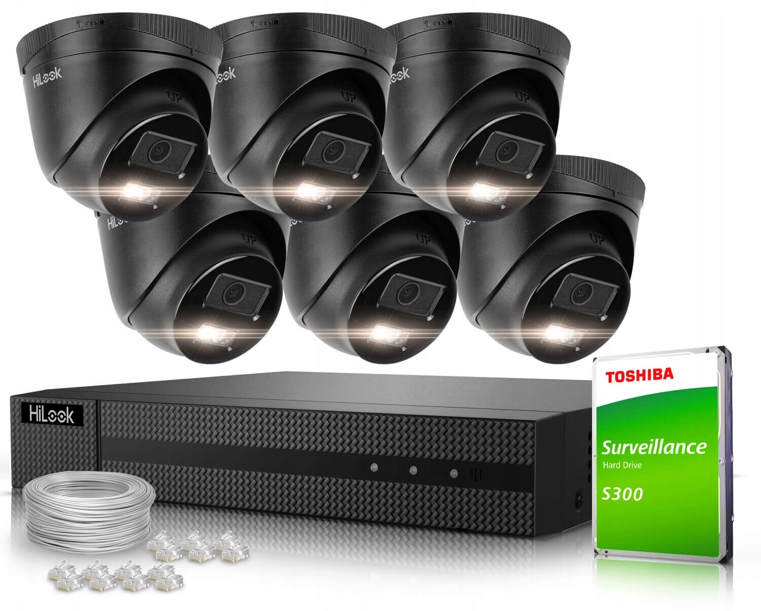 Sada pro monitorování Ip 6x IPCAM-T4-30DL Black 4Mpx Dual-Light 30 m