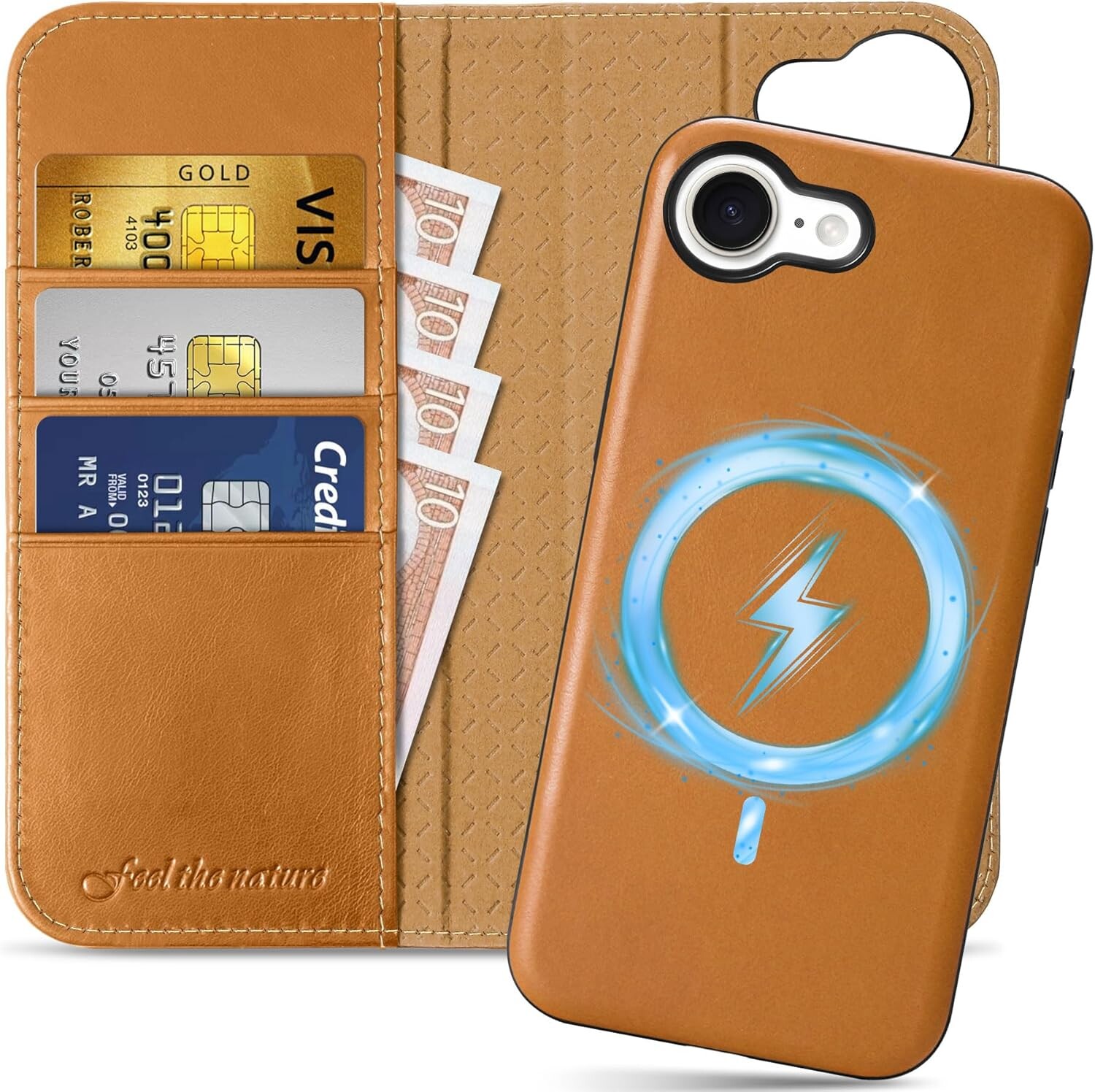 Pouzdro s klopou 2v1 Zadní Kryt Magsafe Kůže Shieldon pro Apple iPhone 16e hnědá