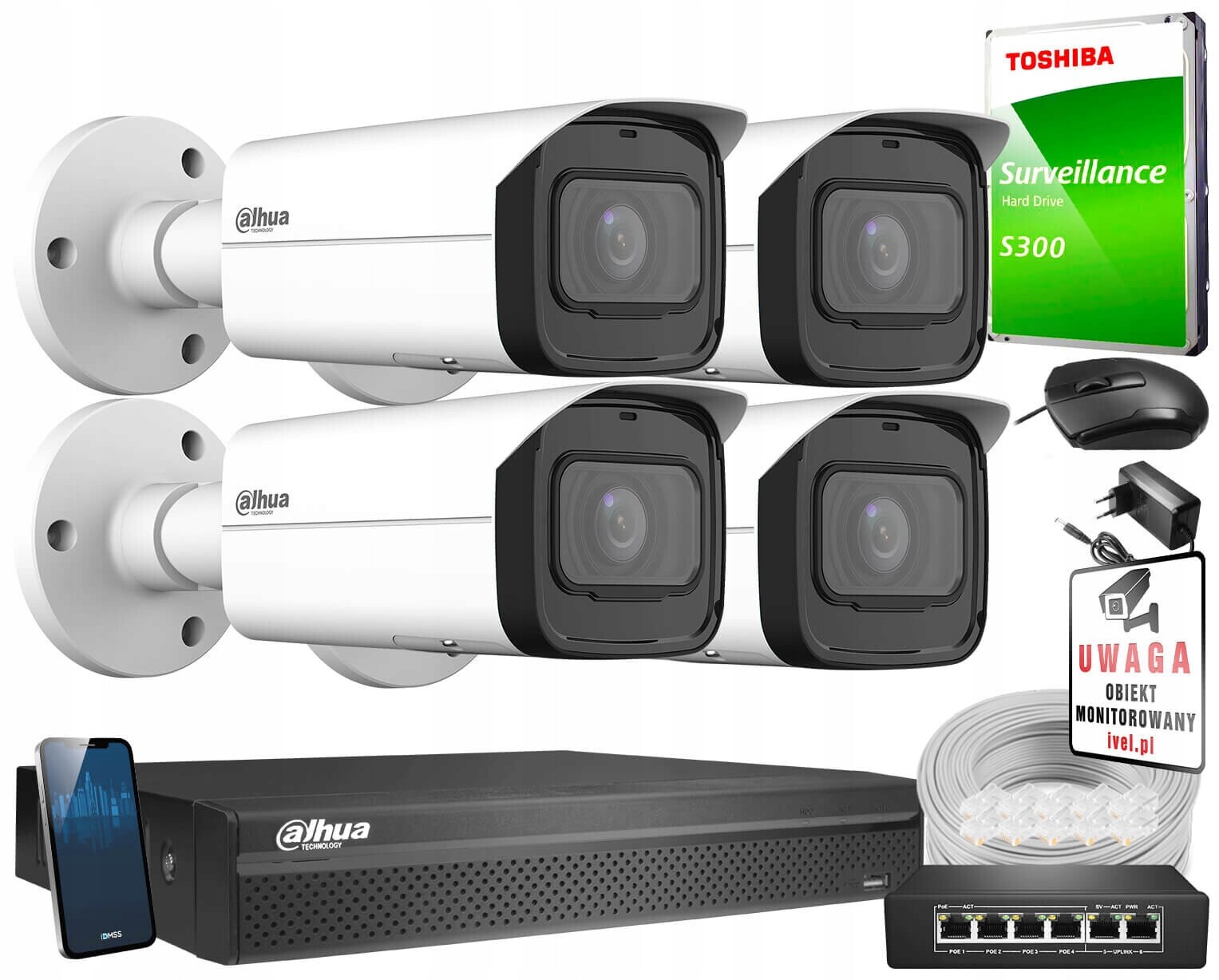 Sada pro monitorování Ip 4x IPC-HFW3541T-ZAS-27135-S2 5Mpx Dahua