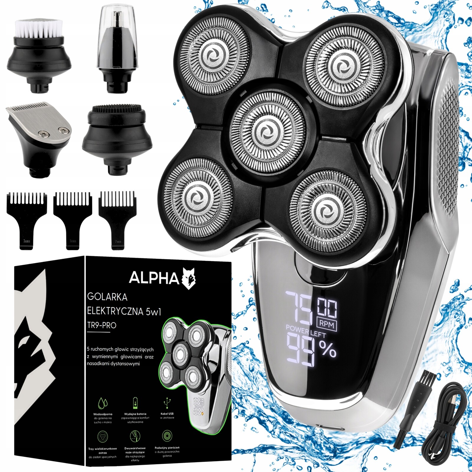 Holicí Strojek pro holení vousů, vlasů a hlavy Zastřihovač nosu Alpha